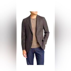 Lauren By Ralph Lauren wool blend black label 2-Button Blazer, Brown/Gre…